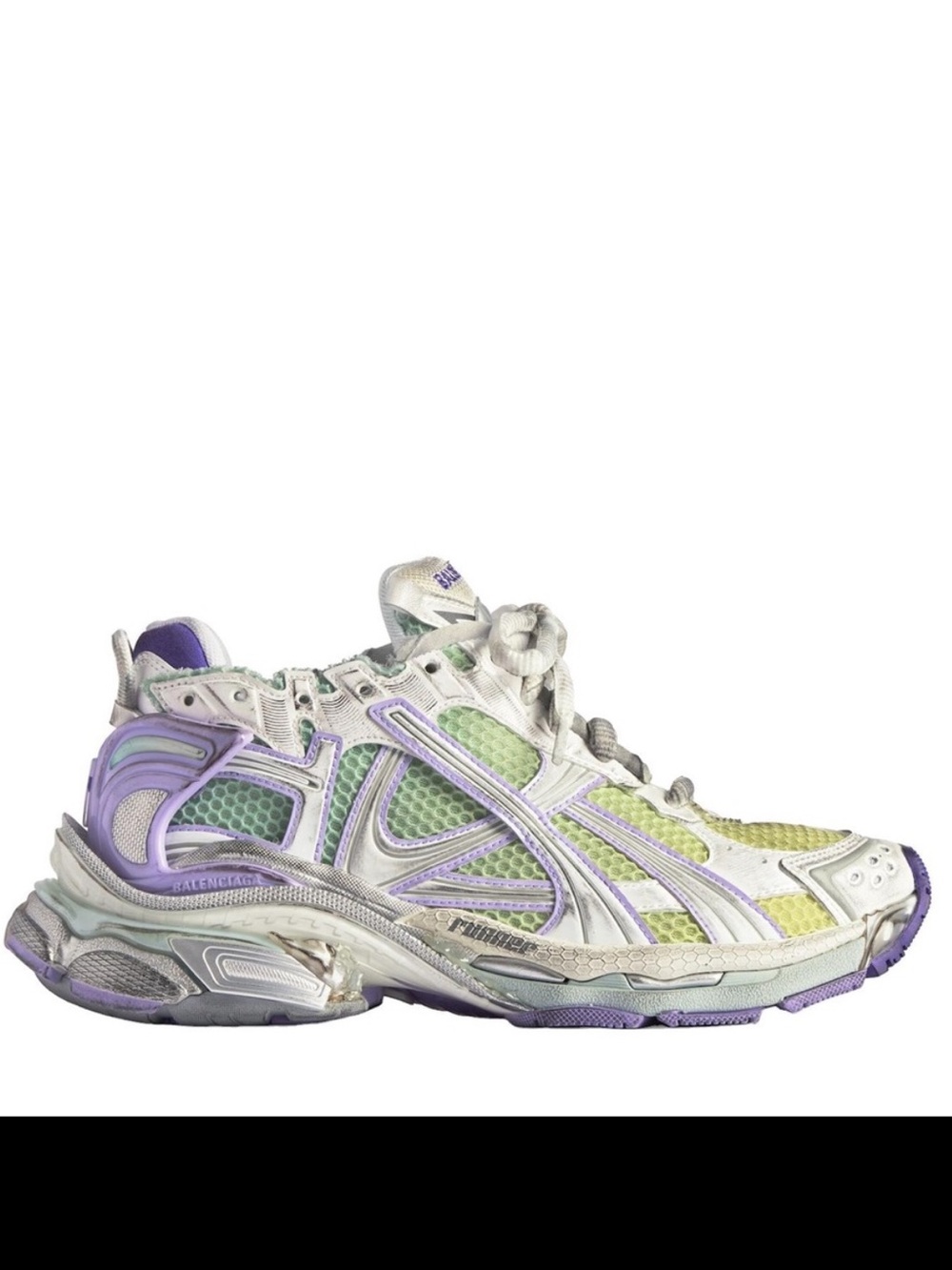 Balenciaga Women’s Trainer Sneakers in White, Purple & Lime SIZE 37